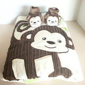 Little Miracles Monkey Banana Tree Baby Blanket Soft Security 29x 39"